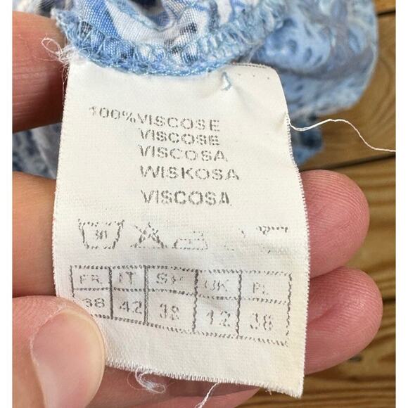 Vintage Camaieu Patterned Cap Sleeve Dress Size 38 Women’s Blue - Picture 5 of 7